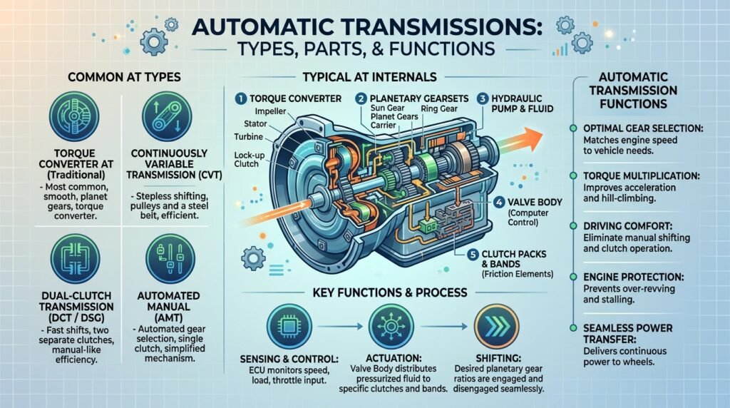 Automatic Transmission Types, Parts, and Functions